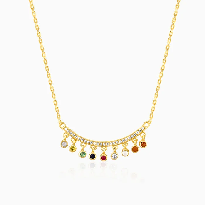 handmade wire-wrapped gemstone ring Golden Navratan Necklace